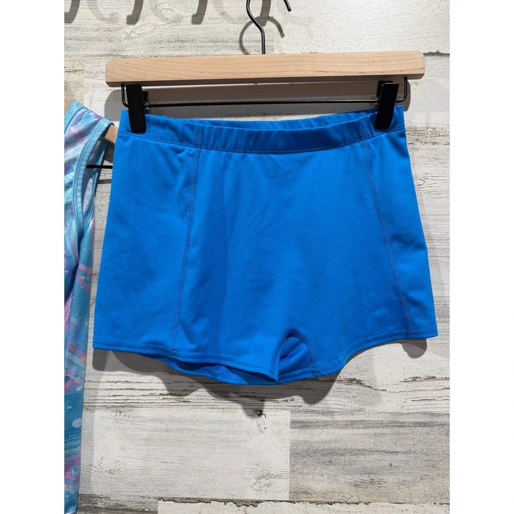 Mirella BCG Leotard Shorts Bundle Girls XL 14 16 Pink Blue Dance Gymnastics EUC
